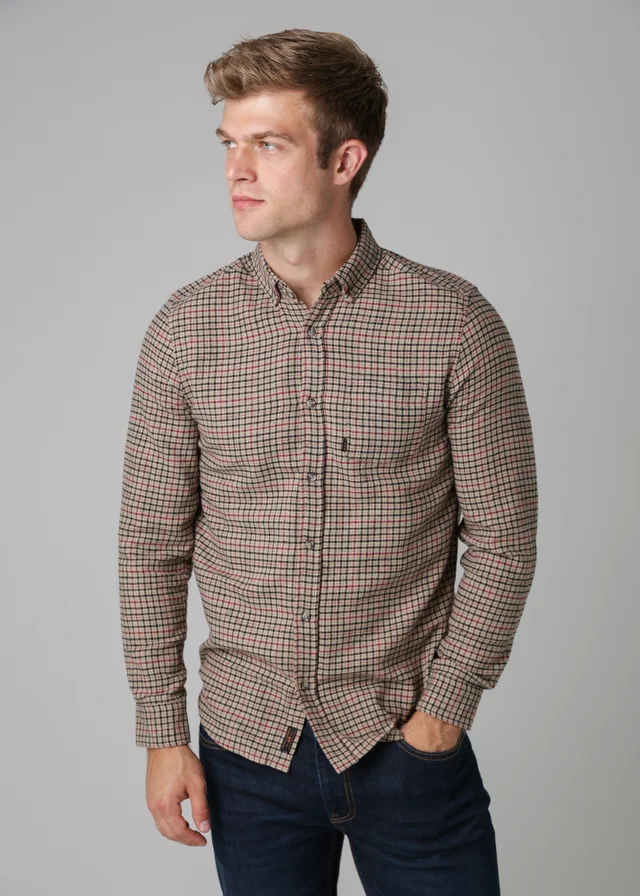 Tokyo Laundry Tan Cotton Printed Long Sleeve Shirt