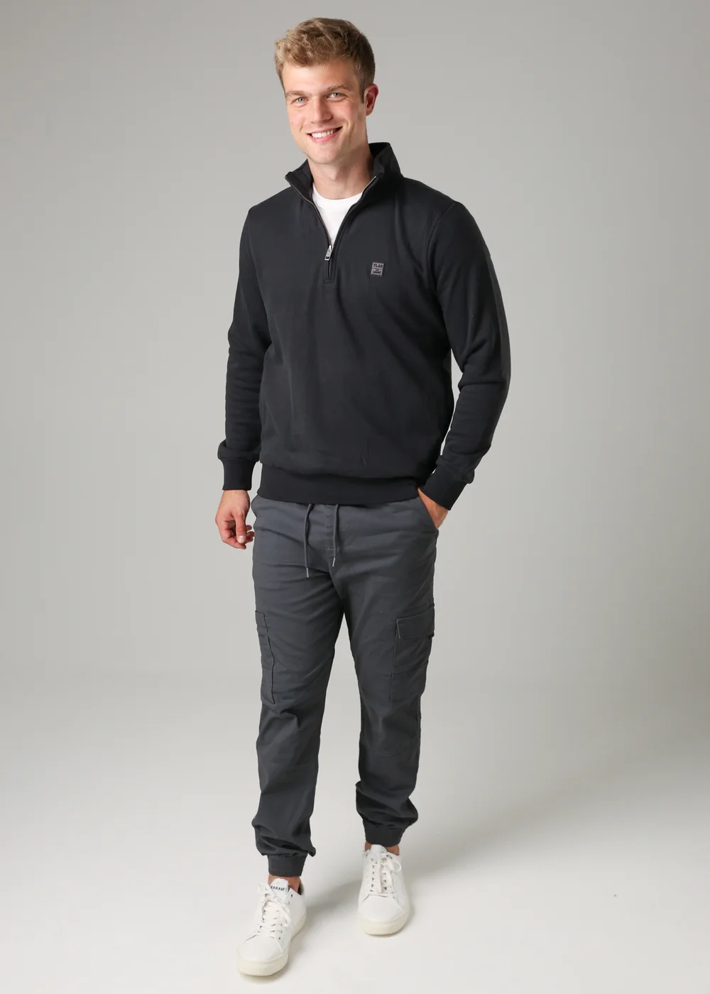 Tokyo Laundry Black Cotton Blend Quarter Zip Sweatshirt - 2XL Image 3