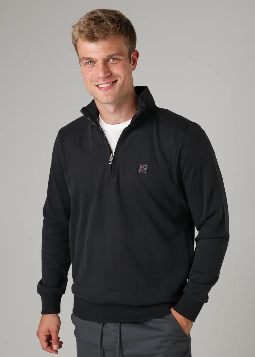 Tokyo Laundry Black Cotton Blend Quarter Zip Sweatshirt - XXL Image 1