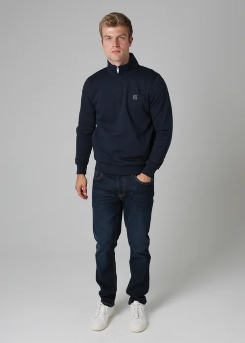 Tokyo Laundry Navy Cotton Blend Quarter Zip Sweatshirt - Large Image 4