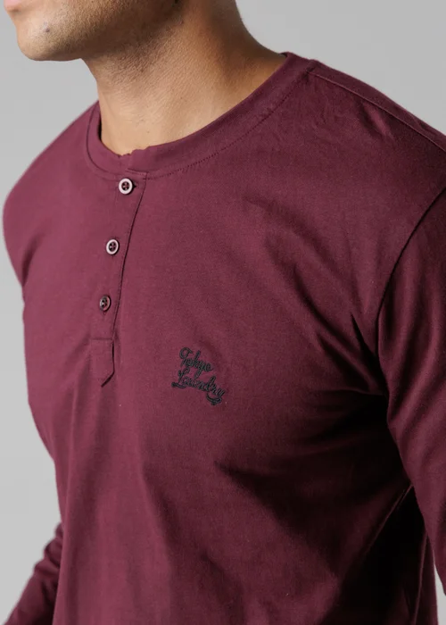 Tokyo Laundry Burgundy Cotton Crew Neck Pyjama Set - Medium Image 3