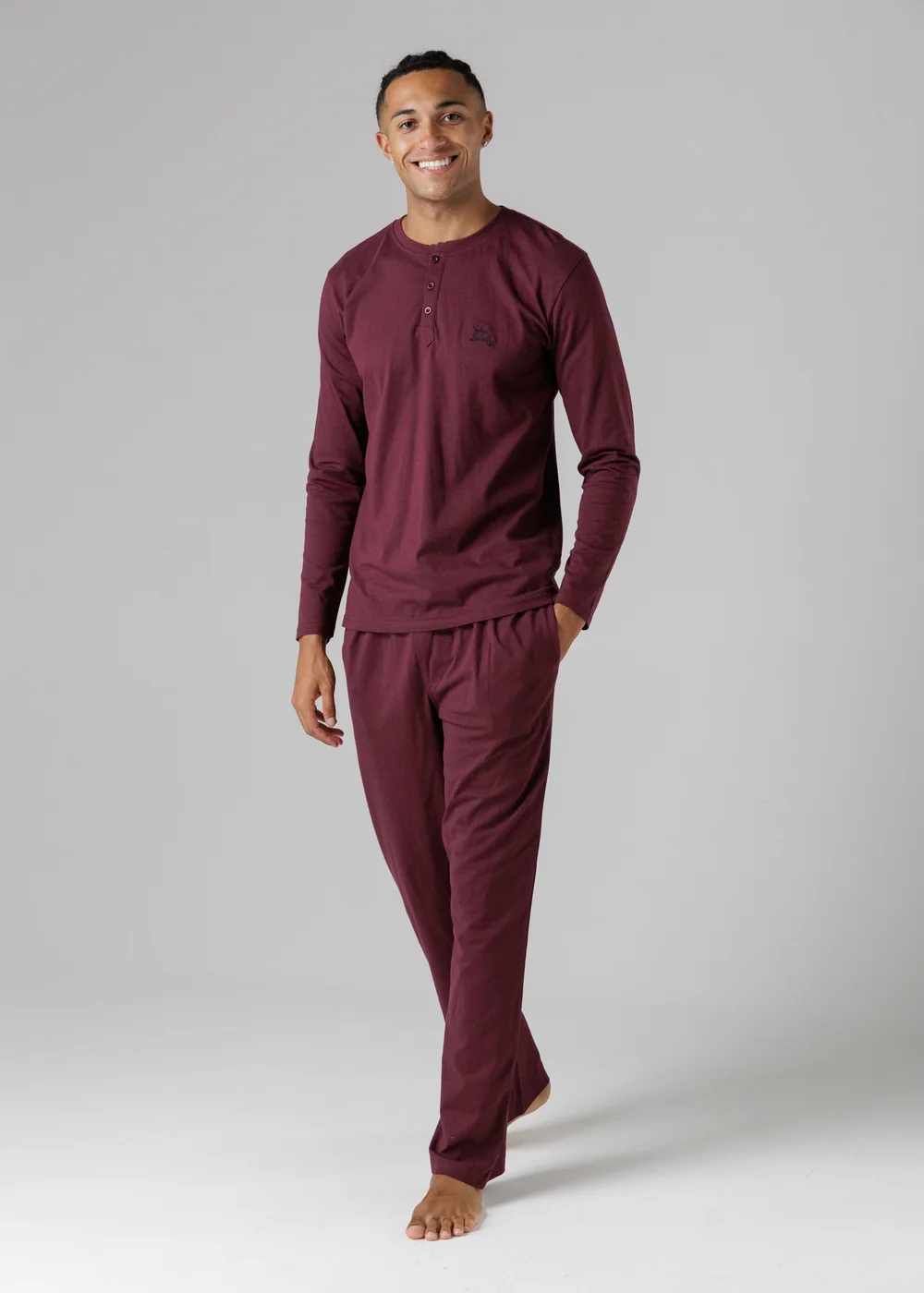 Tokyo Laundry Burgundy Cotton Crew Neck Pyjama Set - Medium Image 1