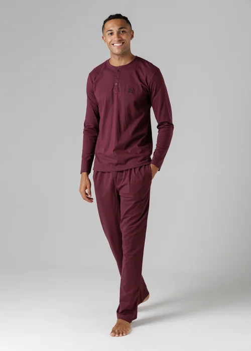 Tokyo Laundry Burgundy Cotton Crew Neck Pyjama Set - Medium Image 1