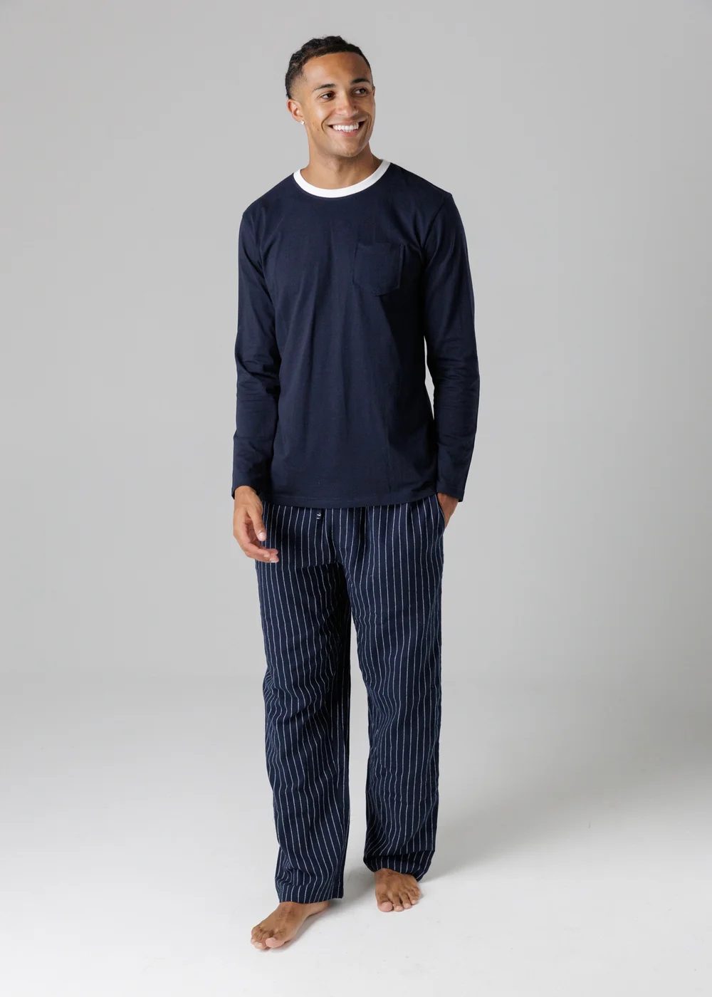 Tokyo Laundry Navy Cotton Crew Neck Pyjama Set - Medium Image 1