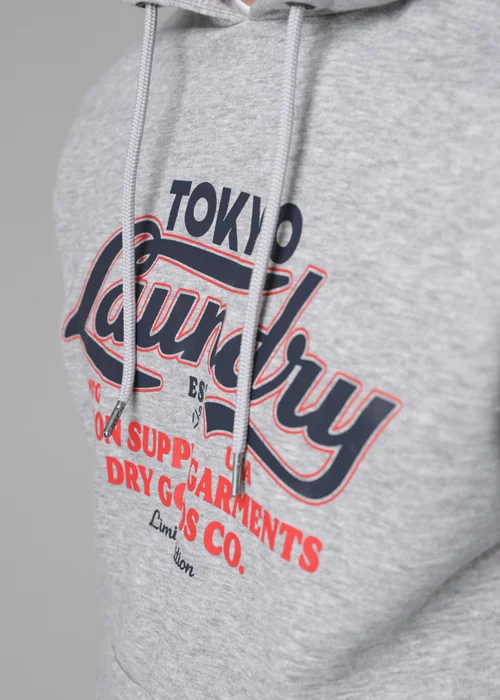 Tokyo Laundry Light Grey Cotton Blend Drawcord Hoody - Large Image 3