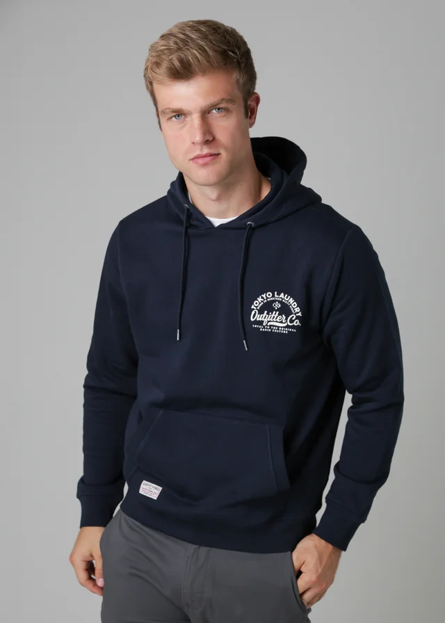 Tokyo Laundry Navy Cotton Blend Drawcord Hoody