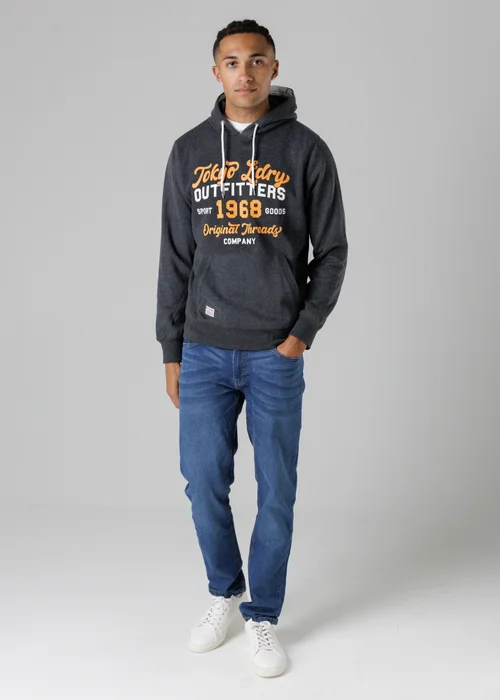 Tokyo Laundry Dark Grey Cotton Blend Drawcord Hoody - Large Image 4