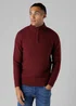 Tokyo Laundry Burgundy Quarter Zip Basket Stitch Jumper - Small Image 1