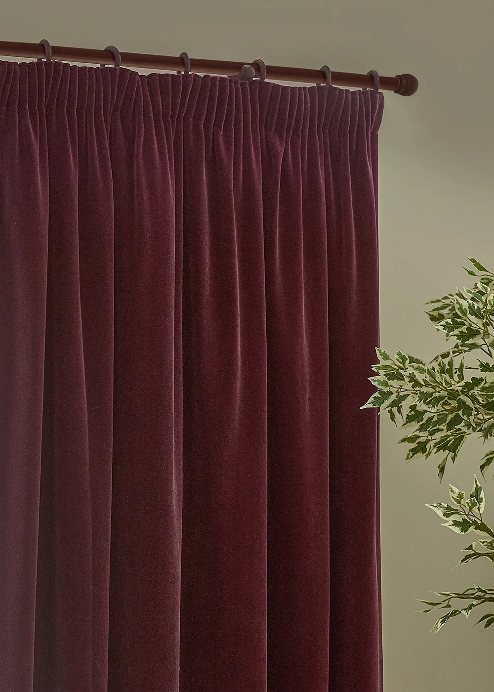 Yard Heavy Chenille Velvet Room Darkening Pencil Pleat Curtain Pair Beetroot - 46W X 54D (117x137cm Image 3