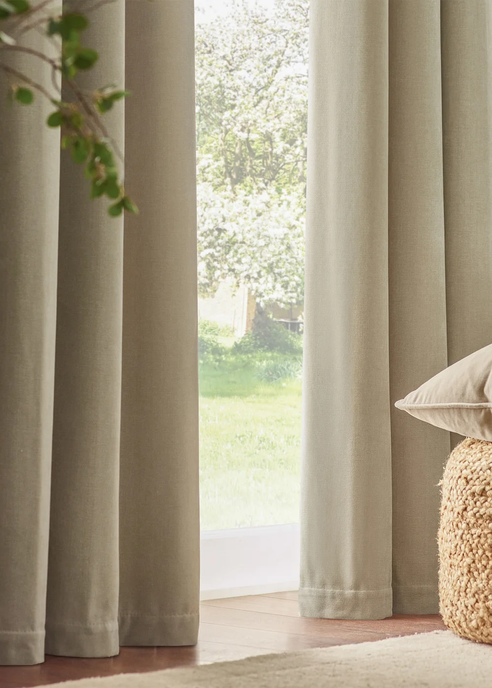 Yard Heavy Chenille Velvet Room Darkening Eyelet Curtain Pair Linen - 46W X 54D (117x137cm Image 4