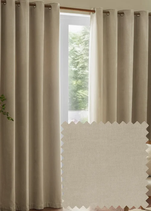 Yard Heavy Chenille Velvet Room Darkening Eyelet Curtain Pair Linen - 46W X 54D (117x137cm Image 1