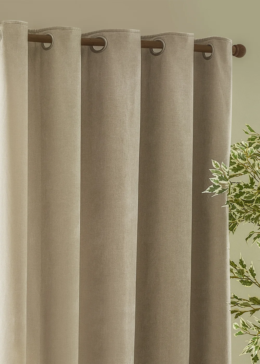 Yard Heavy Chenille Velvet Room Darkening Eyelet Curtain Pair Linen - 46W X 54D (117x137cm Image 3