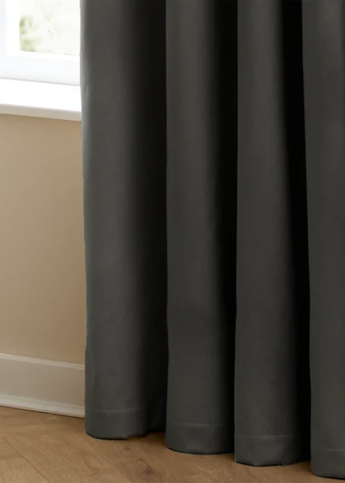 Furn The Ultimate Velvet Blackout Eyelet Curtain Pair Charcoal - 90W X 54D Image 5