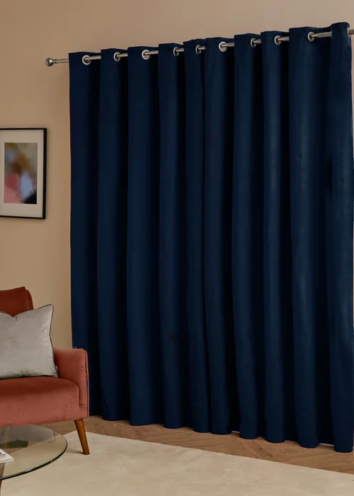 Furn The Ultimate Velvet Blackout Eyelet Curtain Pair Royal - 46W X 54D (117x137cm Image 3
