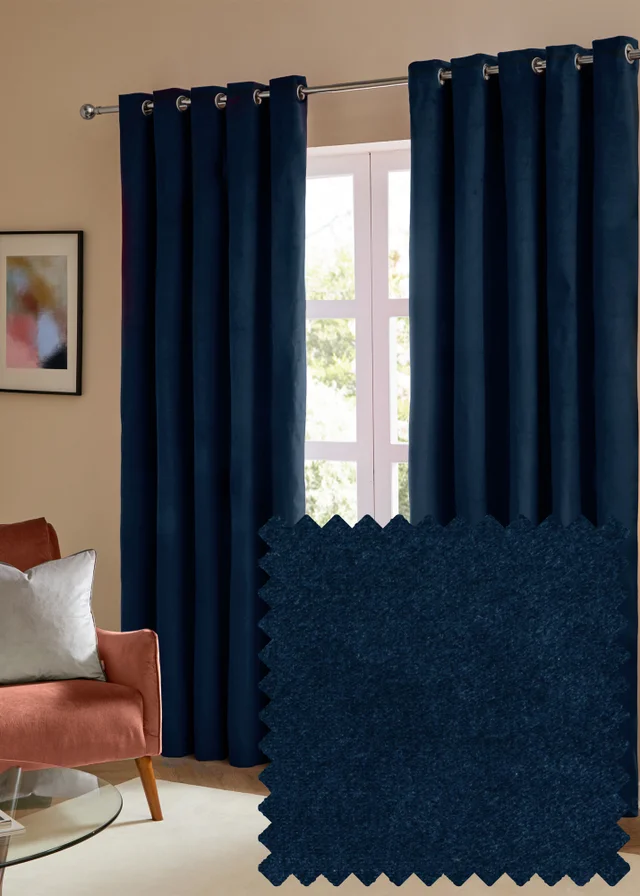 Furn The Ultimate Velvet Blackout Eyelet Curtain Pair Royal