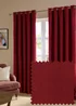 Furn The Ultimate Velvet Blackout Eyelet Curtain Pair Burgundy - 46W X 54D (117x137cm Image 1