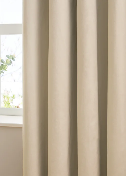 Furn The Ultimate Velvet Blackout Eyelet Curtain Pair Natural - 46W X 54D (117x137cm Image 4