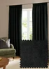 Furn The Ultimate Velvet Blackout Pencil Pleat Curtain Pair Black - 46W X 54D (117x137cm Image 1