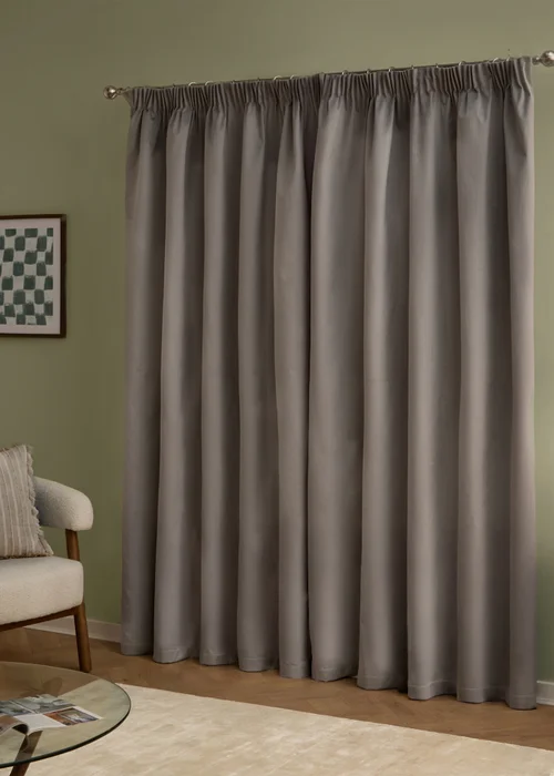 Furn The Ultimate Velvet Blackout Pencil Pleat Curtain Pair Silver - 46W X 54D (117x137cm Image 3