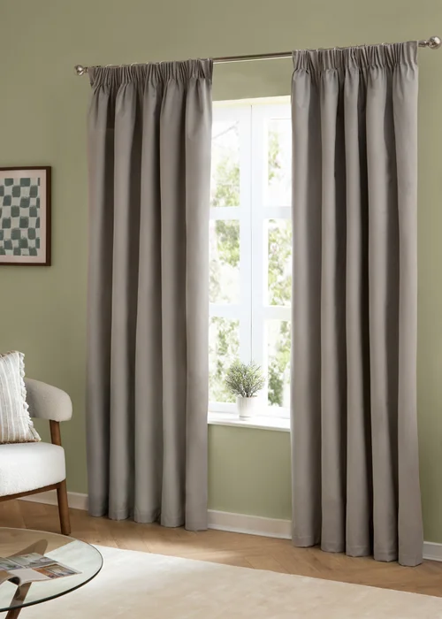 Furn The Ultimate Velvet Blackout Pencil Pleat Curtain Pair Silver - 46W X 54D (117x137cm Image 2