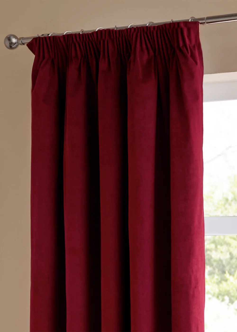 Furn The Ultimate Velvet Blackout Pencil Pleat Curtain Pair Burgundy - 46W X 54D (117x137cm Image 5