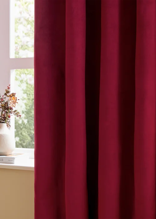 Furn The Ultimate Velvet Blackout Pencil Pleat Curtain Pair Burgundy - 46W X 54D (117x137cm Image 4