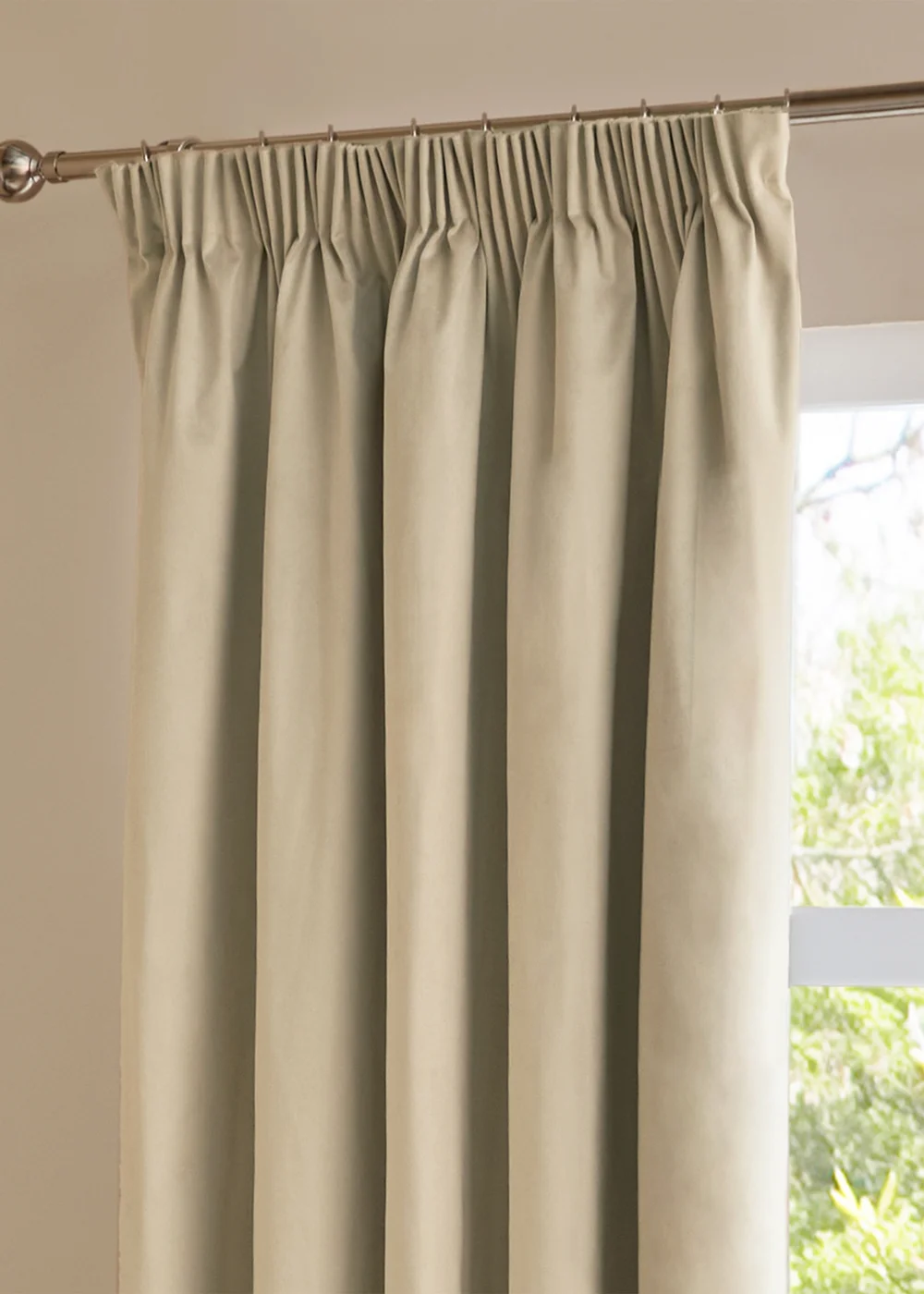 Furn The Ultimate Velvet Blackout Pencil Pleat Curtain Pair Natural - 46W X 54D (117x137cm Image 5