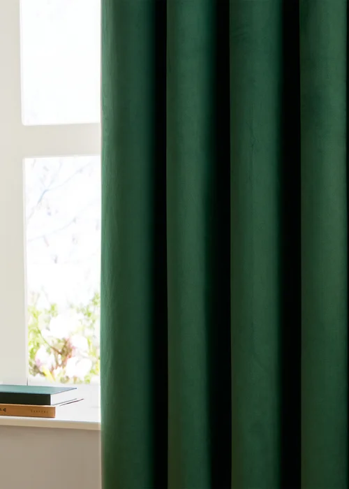 Furn The Ultimate Velvet Blackout Pencil Pleat Curtain Pair Emerald - 46W X 54D (117x137cm Image 4