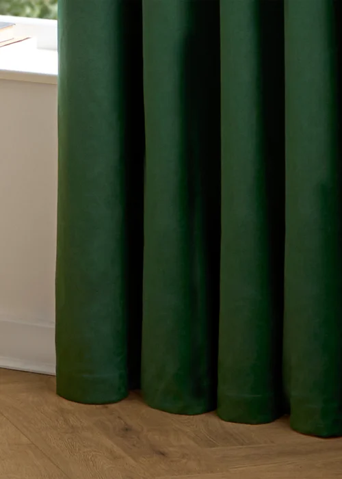 Furn The Ultimate Velvet Blackout Pencil Pleat Curtain Pair Emerald - 46W X 54D (117x137cm Image 6