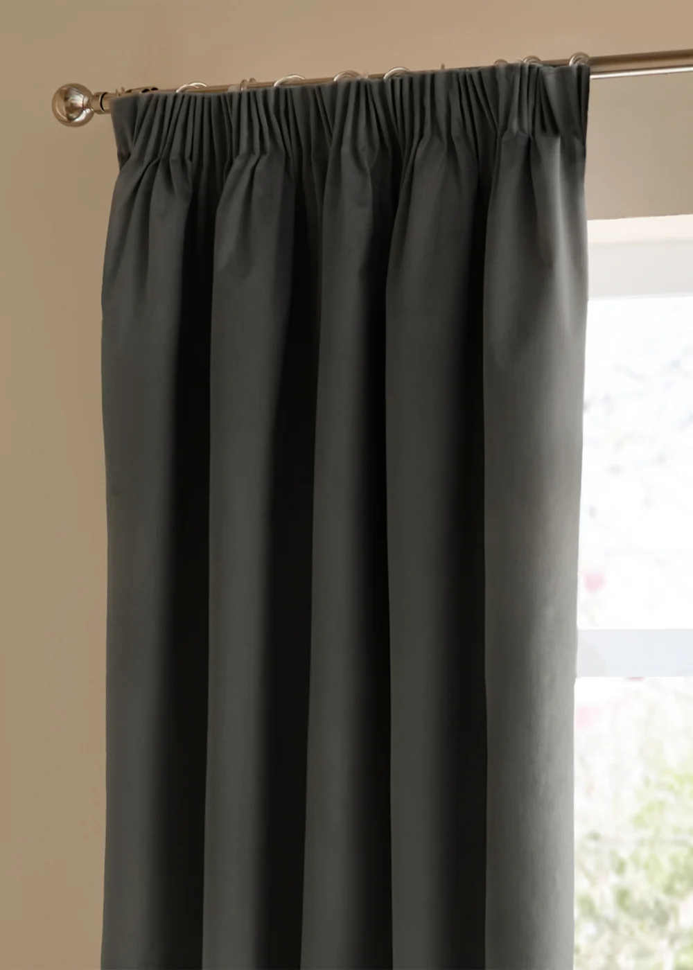 Furn The Ultimate Velvet Room Darkening Pencil Pleat Curtain Pair Charcoal - 46W X 54D (117x137cm Image 4