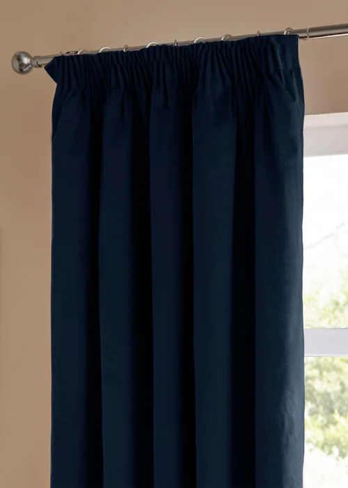 Furn The Ultimate Velvet Room Darkening Pencil Pleat Curtain Pair Royal - 46W X 54D (117x137cm Image 4