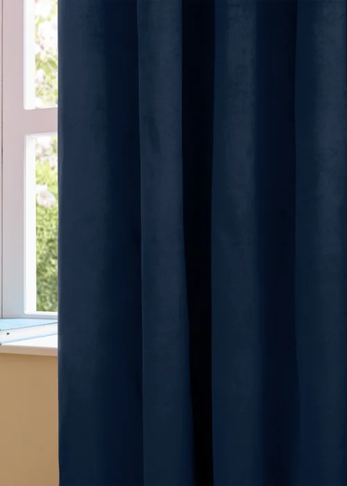 Furn The Ultimate Velvet Room Darkening Pencil Pleat Curtain Pair Royal - 46W X 54D (117x137cm Image 3