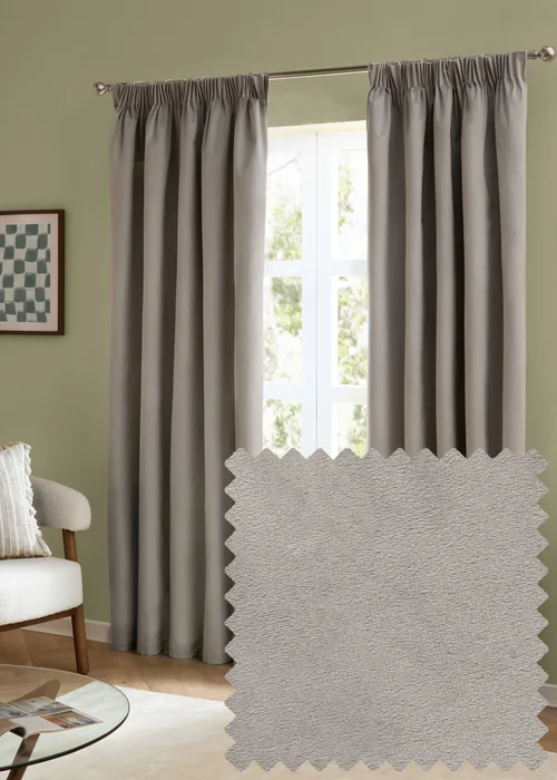 Furn The Ultimate Velvet Room Darkening Pencil Pleat Curtain Pair Silver - 46W X 54D (117x137cm Image 1