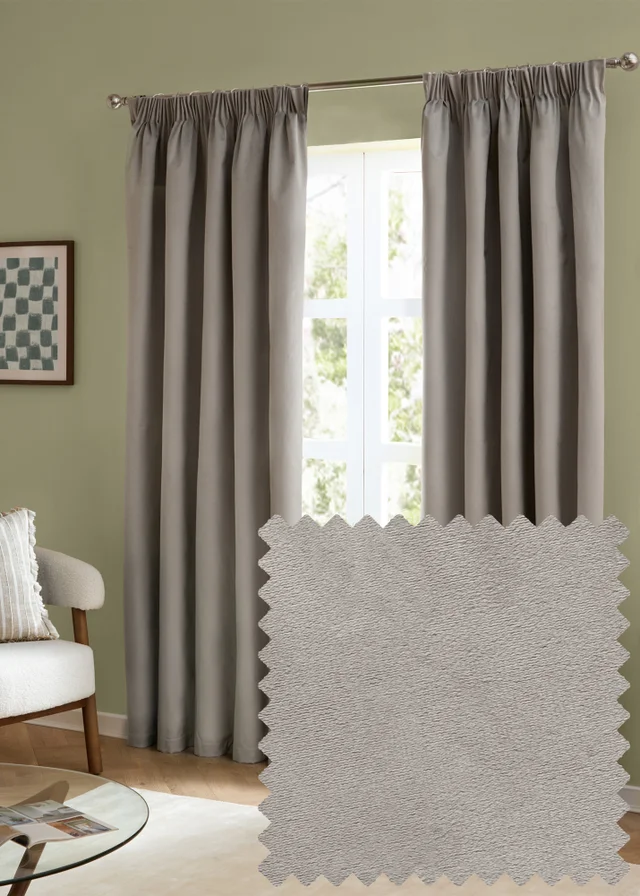 Furn The Ultimate Velvet Room Darkening Pencil Pleat Curtain Pair Silver