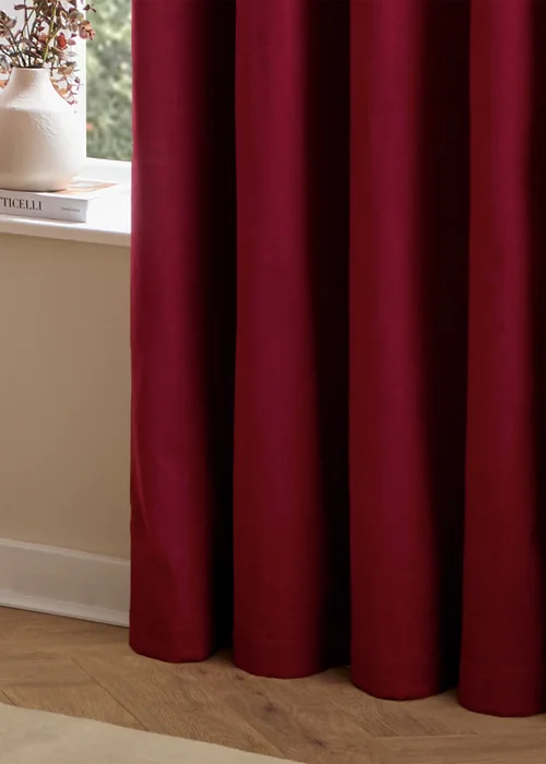 Furn The Ultimate Velvet Room Darkening Pencil Pleat Curtain Pair Burgundy - 46W X 54D (117x137cm Image 5