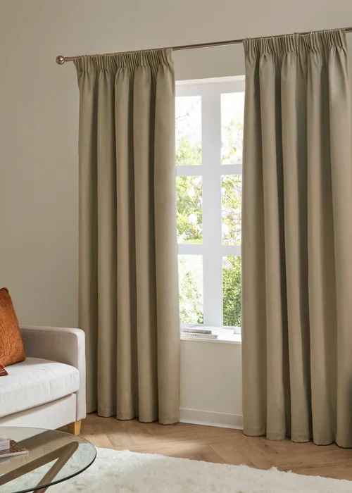 Furn The Ultimate Velvet Room Darkening Pencil Pleat Curtain Pair Mocha - 46W X 54D (117x137cm Image 2