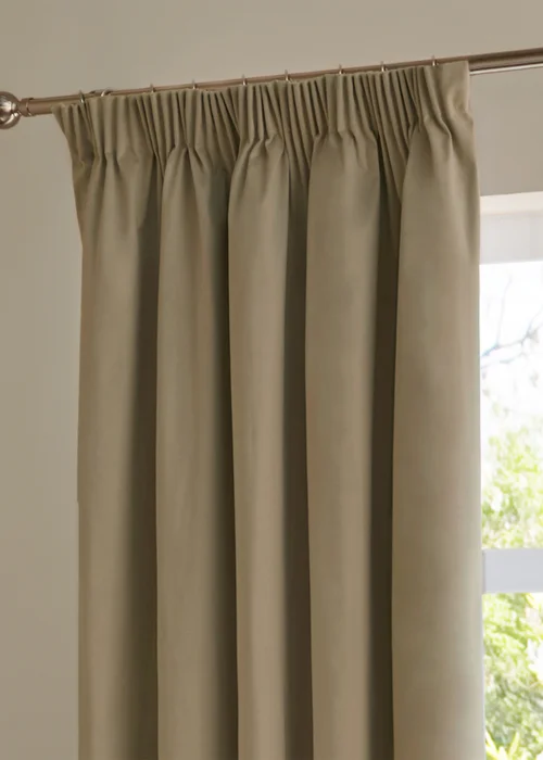 Furn The Ultimate Velvet Room Darkening Pencil Pleat Curtain Pair Mocha - 46W X 54D (117x137cm Image 4