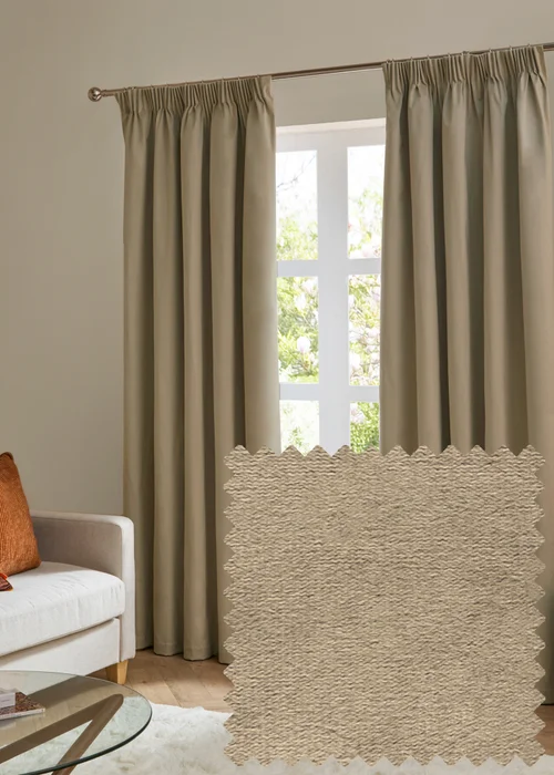 Furn The Ultimate Velvet Room Darkening Pencil Pleat Curtain Pair Mocha - 46W X 54D (117x137cm Image 1