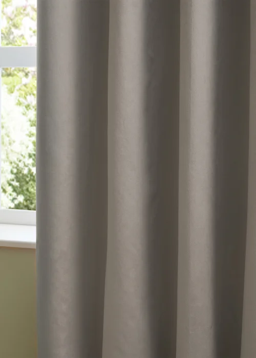 Furn The Ultimate Velvet Room Darkening Eyelet Curtain Pair Silver - 46W X 54D (117x137cm Image 3