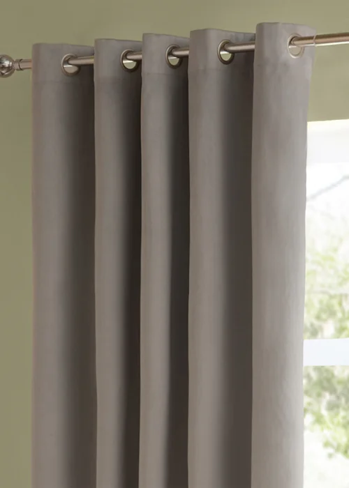 Furn The Ultimate Velvet Room Darkening Eyelet Curtain Pair Silver - 46W X 54D (117x137cm Image 4