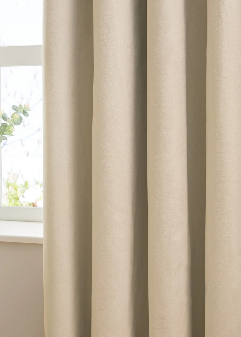 Furn The Ultimate Velvet Room Darkening Eyelet Curtain Pair Natural - 46W X 54D (117x137cm Image 3