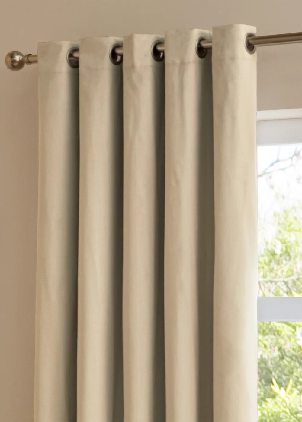 Furn The Ultimate Velvet Room Darkening Eyelet Curtain Pair Natural - 46W X 54D (117x137cm Image 4