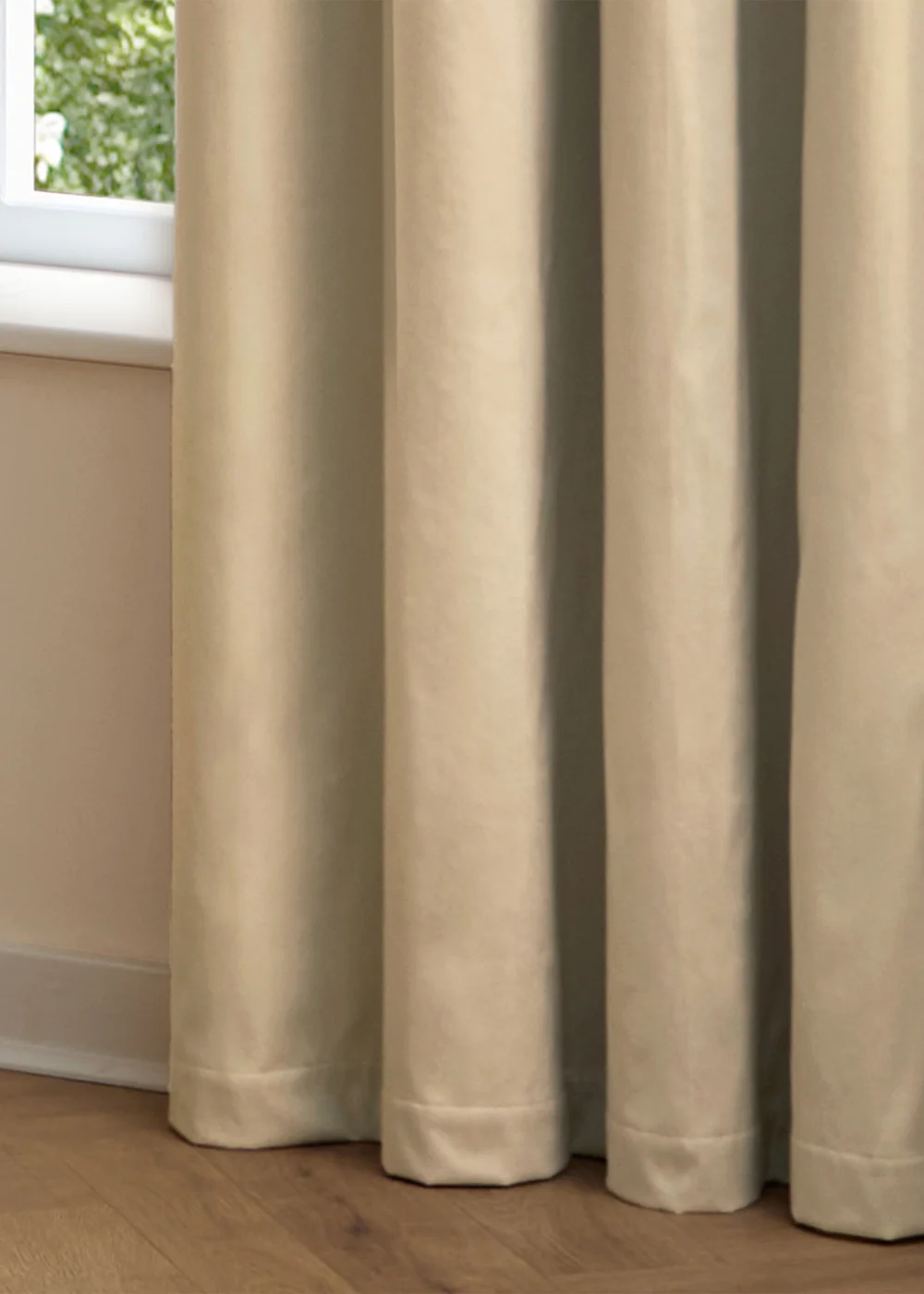Furn The Ultimate Velvet Room Darkening Eyelet Curtain Pair Natural - 46W X 54D (117x137cm Image 5