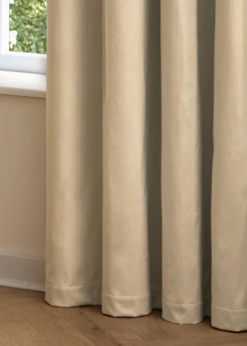 Furn The Ultimate Velvet Room Darkening Eyelet Curtain Pair Natural - 46W X 54D (117x137cm Image 5