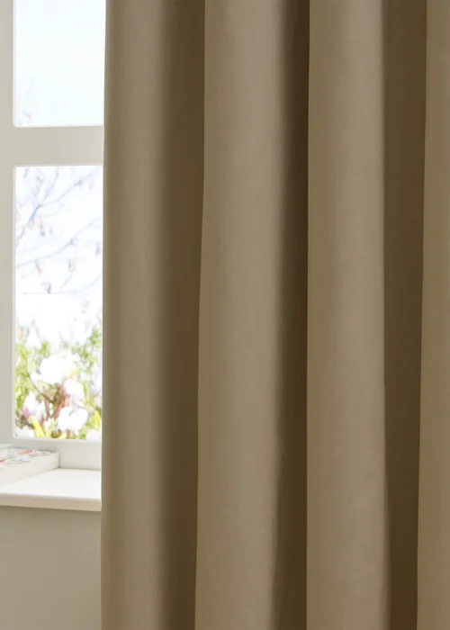 Furn The Ultimate Velvet Room Darkening Eyelet Curtain Pair Mocha - 46W X 54D (117x137cm Image 3