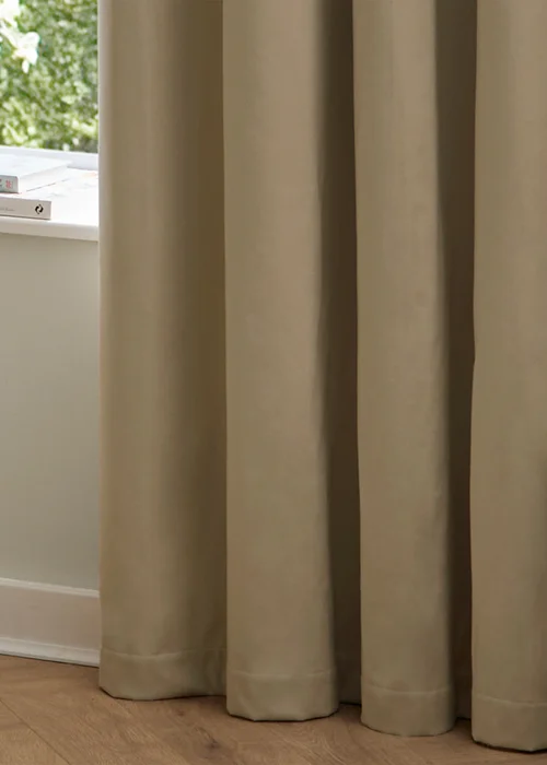 Furn The Ultimate Velvet Room Darkening Eyelet Curtain Pair Mocha - 46W X 54D (117x137cm Image 5