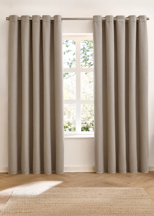 Furn Verso Reversible Suede-look Blackout Eyelet Curtain Pair Charcoal - 46W X 54D (117x137cm Image 4