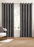 Furn Verso Reversible Suede-look Blackout Eyelet Curtain Pair Charcoal - 46W X 54D (117x137cm Image 2