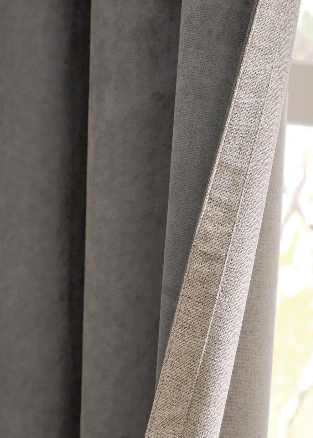 Furn Verso Reversible Suede-look Blackout Eyelet Curtain Pair Charcoal - 46W X 54D (117x137cm Image 3