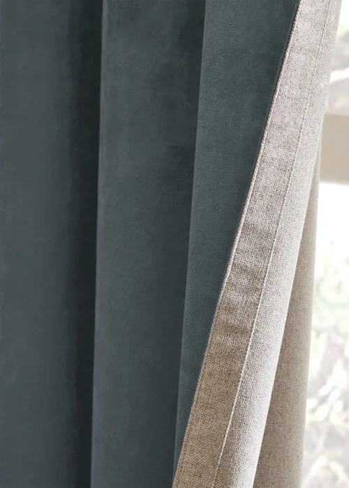Furn Verso Reversible Suede-look Blackout Eyelet Curtain Pair Petrol - 46W X 54D (117x137cm Image 3